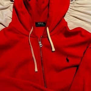 Red polo hooded sweatshirt